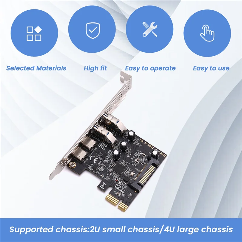 Карта расширения Exquisite-PCI Карта PCIE 4-портовая (тип C + A) Карта расширения USB 3.2 Высокоскоростной концентратор 5 Гбит/с без драйверов для настольных компьютеров