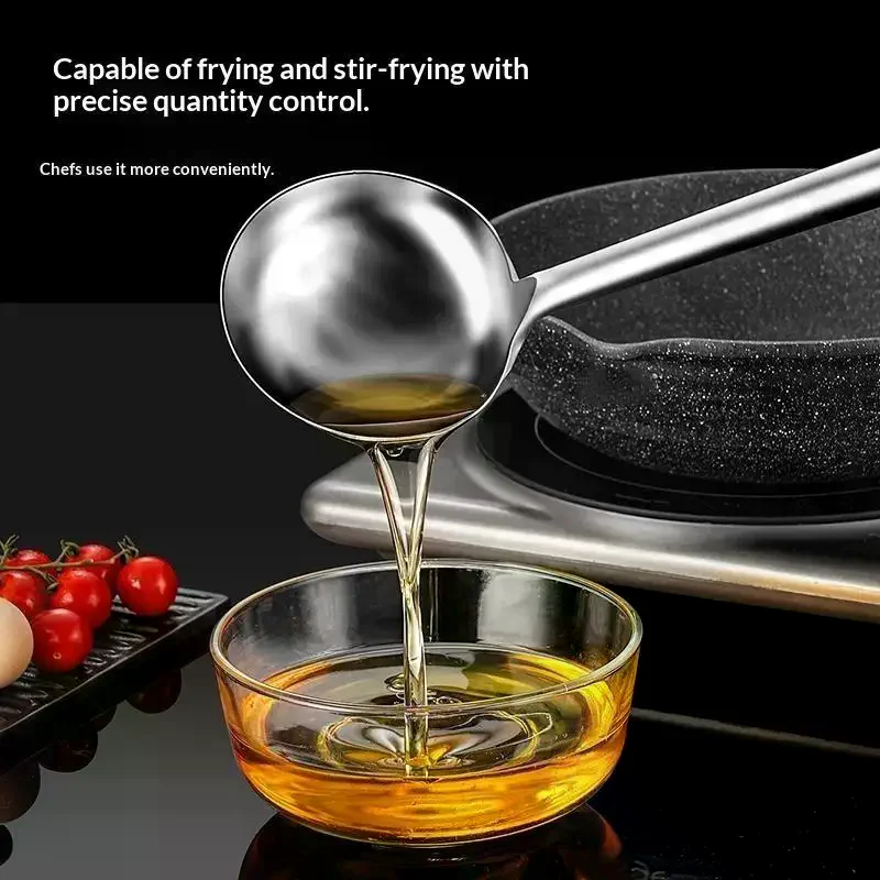 Stainless Steel Wok Spoon With Wood Handle Extra Thick Soup Porridge Ladle Heat Insulation Kitchen Cooking Utensil For Home 1Pcs