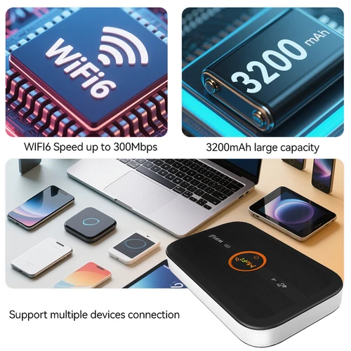 Imagen 2 del producto JODUXE-enrutador WIFI móvil 4G, módem inalámbrico LTE de 300Mbps, punto de acceso Wifi móvil de bolsillo MiFi portátil de 3200mAh con ranura para tarjeta Sim