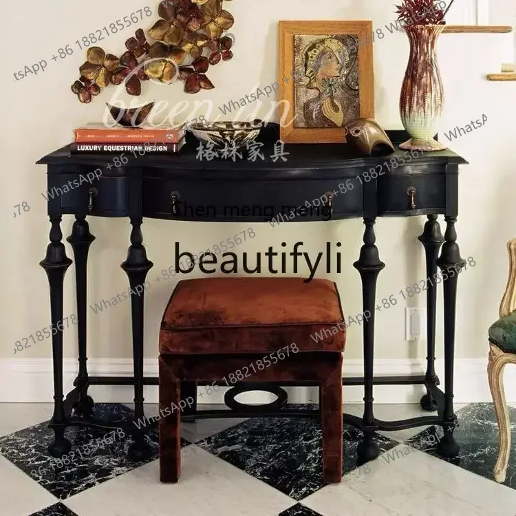 New arrive French neoclassical solid wood entrance table/retro black desk/Chinese multi-functional dressing table
