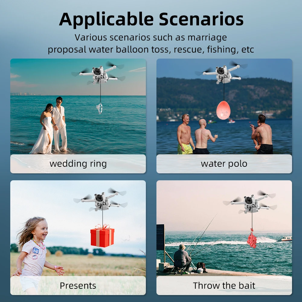 نظام BRDRC 500 متر Airdrop لطائرة DJI Mini 3/3 Pro بدون طيار طعم صيد السمك هدية الزفاف توصيل قاذف خفيف الوزن ملحقات تحميل 100 جرام