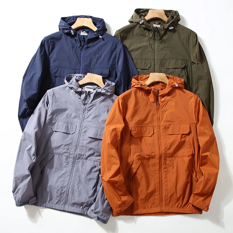 

Waterproof Breathable UV Protection Outdoor Jaet Men's Spring Summer Thin Hooded Coat Lightweight Faionable Urban Sle