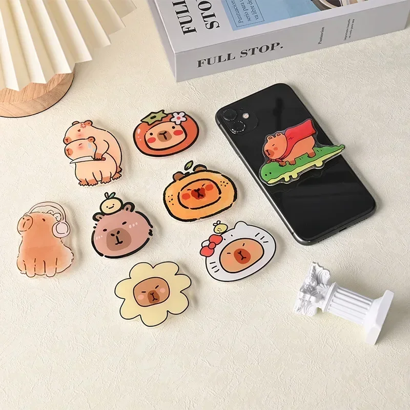 5PC Cute Korean Style INS Capibara Griptok Flower Decor Guinea Pig Phone Holder Universal Stand Bracket for Samsung iPhone