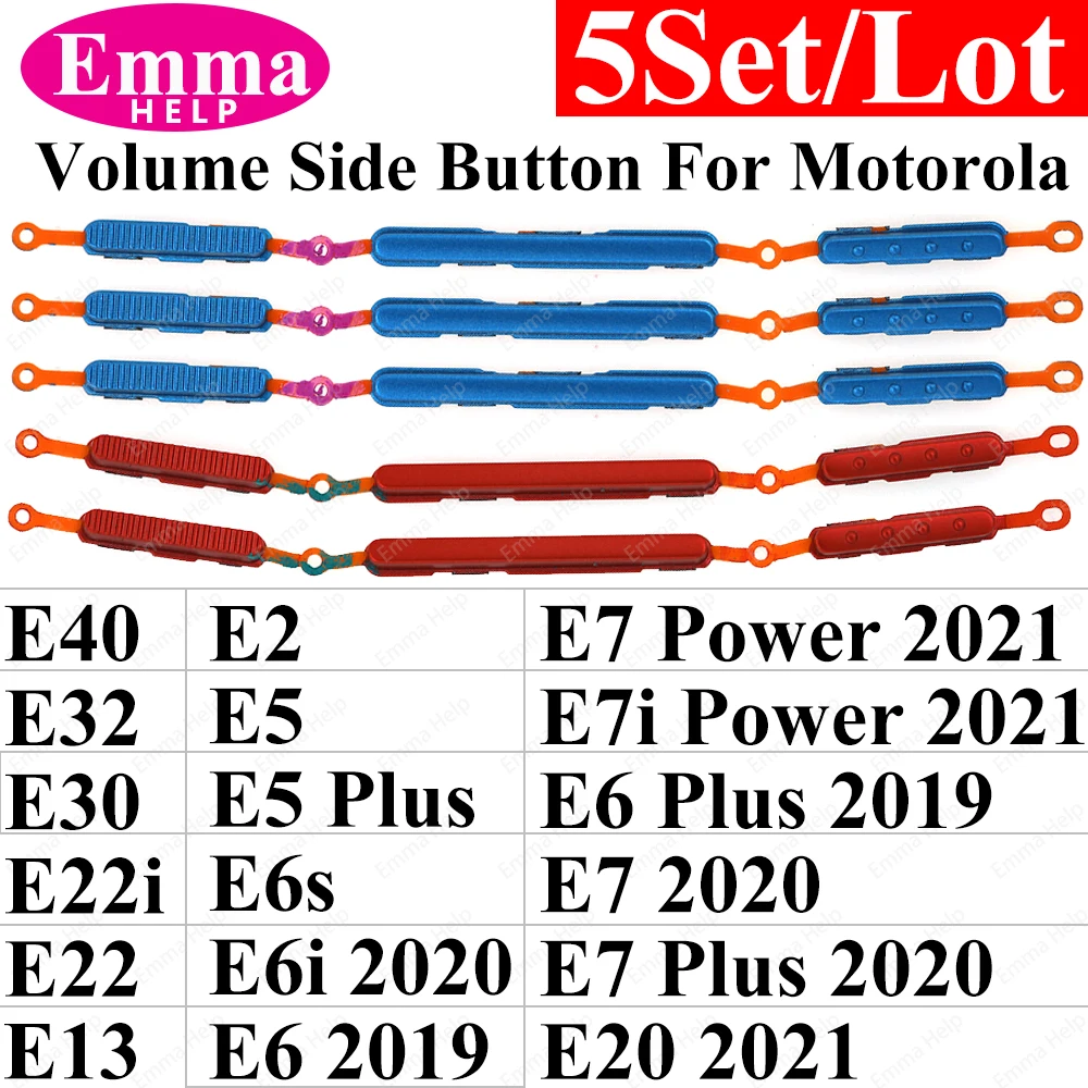 5set for Motorola MOTO E40 E32 E30 E22i E20 E13 E7 E6 E5 E2 Power Volume Button On OFF Power Volume Side Key Button Flex Cable