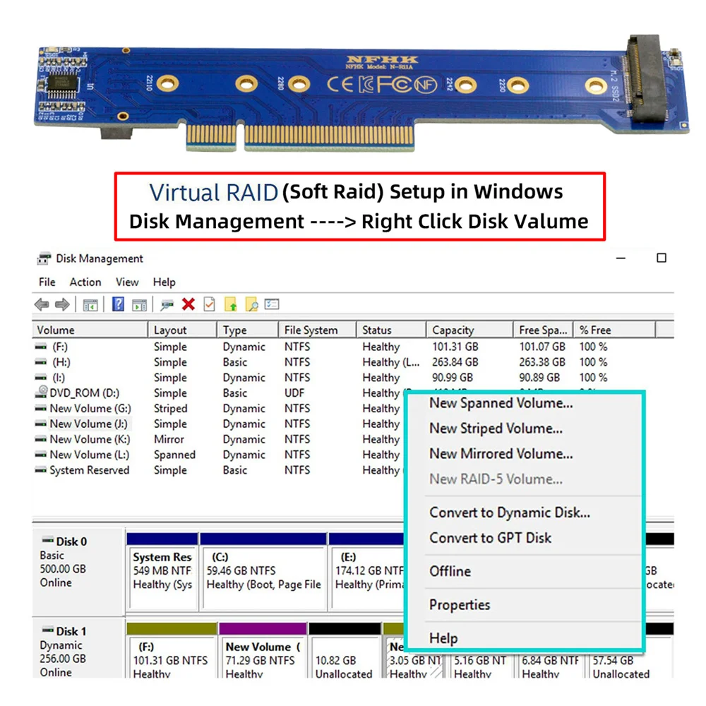 CableCC-adaptador Dual SSD a PCIE Express Gen4 X8 X16, tarjeta Raid VROC Raid0, perfil bajo, 2x NVME M.2