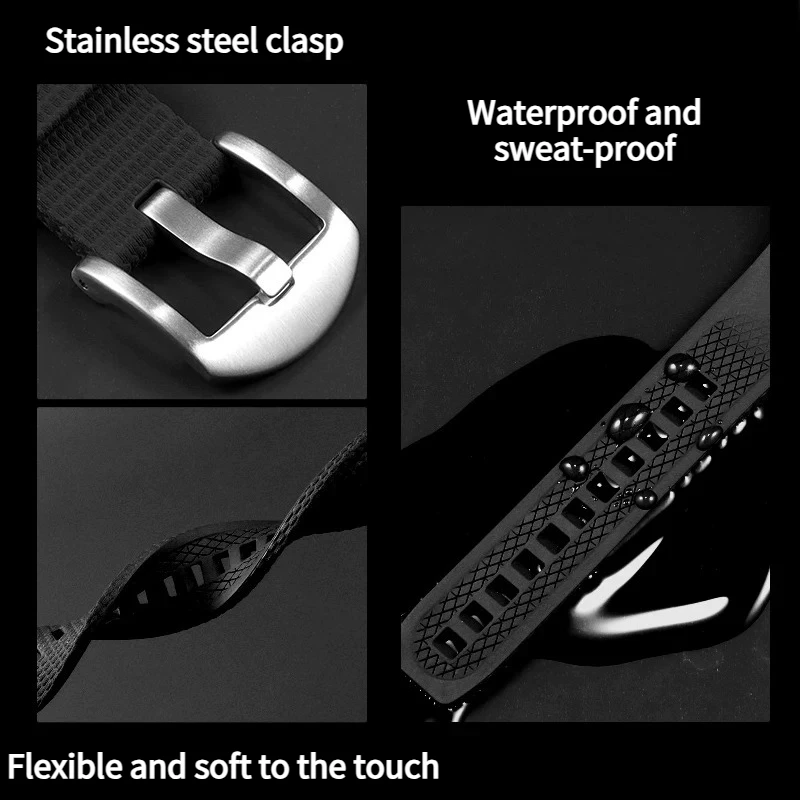 Curved arc-shaped fluororubber Watch strap for original OMEGA X Swatch X Blancpain Scuba Fifty Fathoms MoonSwatch FKM watchband