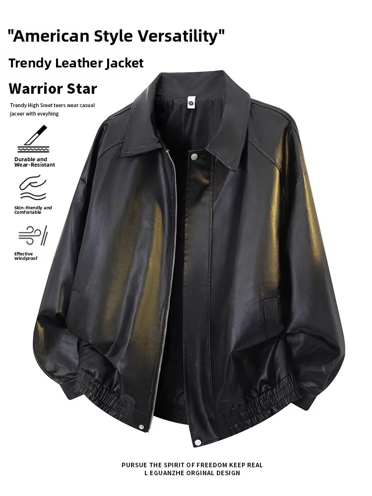 

Cleanfit American Sle Retro Motorcycle Leather Jaet Men's Autumn Winter Trend Casual Pilot Versatile Jaet Top