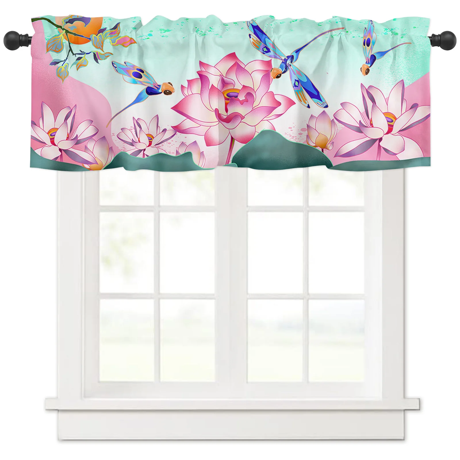 ZEDLIYU Valances for Windows Kitchen Living Room Small Window Valance Dragonfly 1 Panel, 54 x 18 Inch