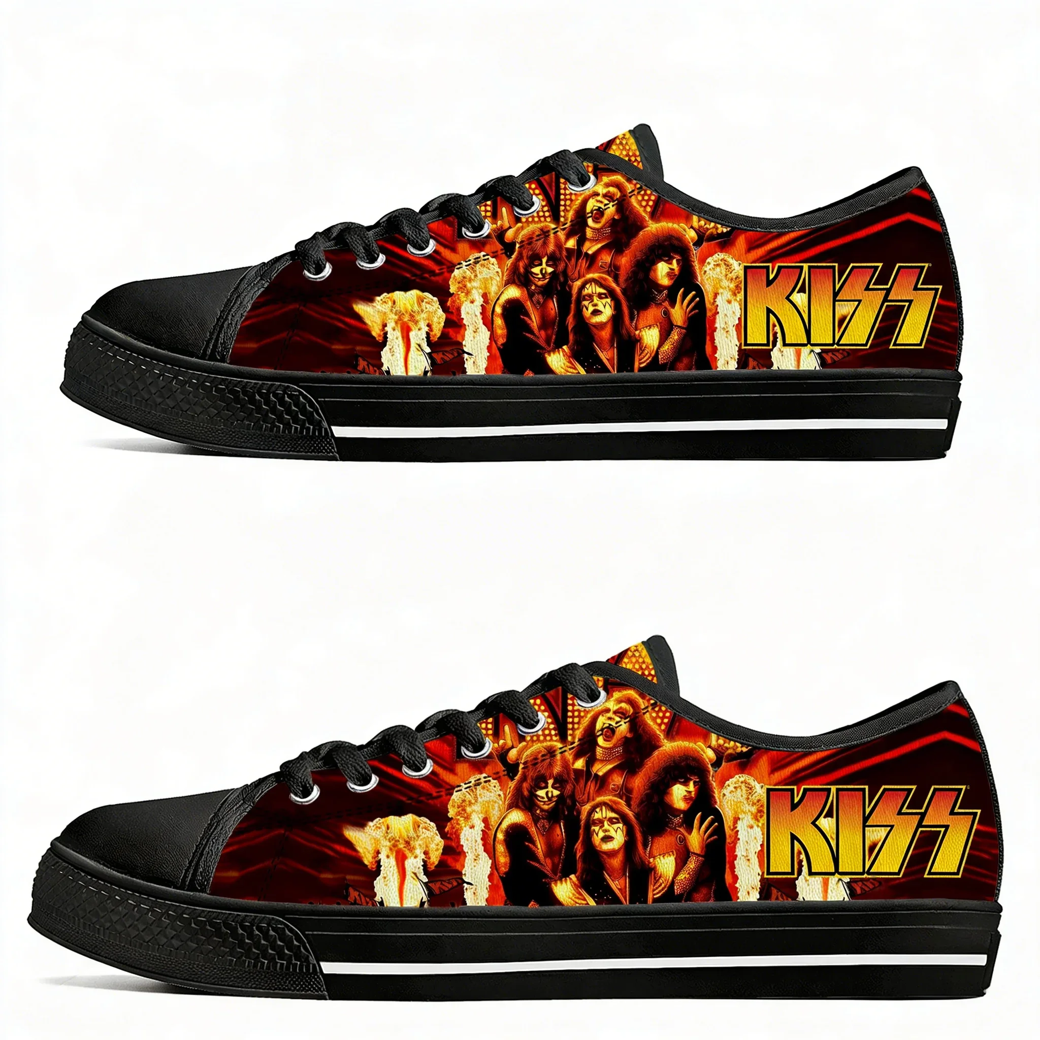 

Кеды Kiss Rock Band унисекс, низкие, повседневные, из канваса, для мужчин, женщин и подростков, черные, на заказ