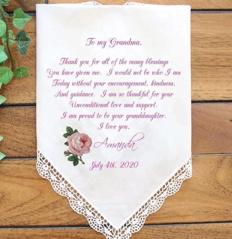 Personalize any verse wedding handkerchief, mother of the bride Hankies, custom printed wedding mother of the groom handkerchief