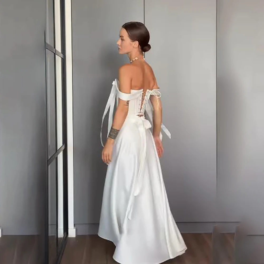 LORIE Vintage Slit Wedding Dress Square Neck Square Neck Ankle Length Corset Ivory Bridal Gown Princess Bride Gown Customized
