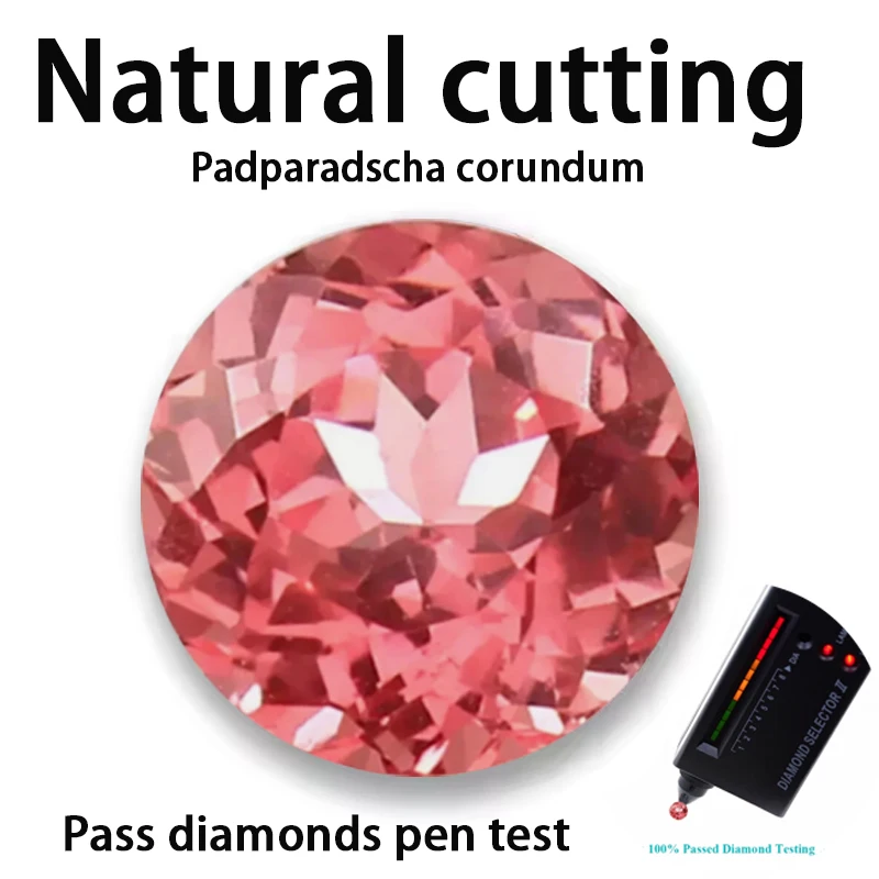 

Natural cutting Padparadscha Round Shape Synthetic corundum Fire Lotus Charm Beads For Diy Jewelry Making Pendant Materials