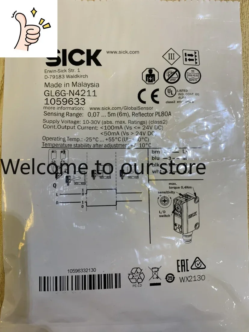 

2025.5 SICK Photoelectric Sensor Mirror GL6G-N4211 Original New Genuine Fake One Penalty Ten Support After-sales.