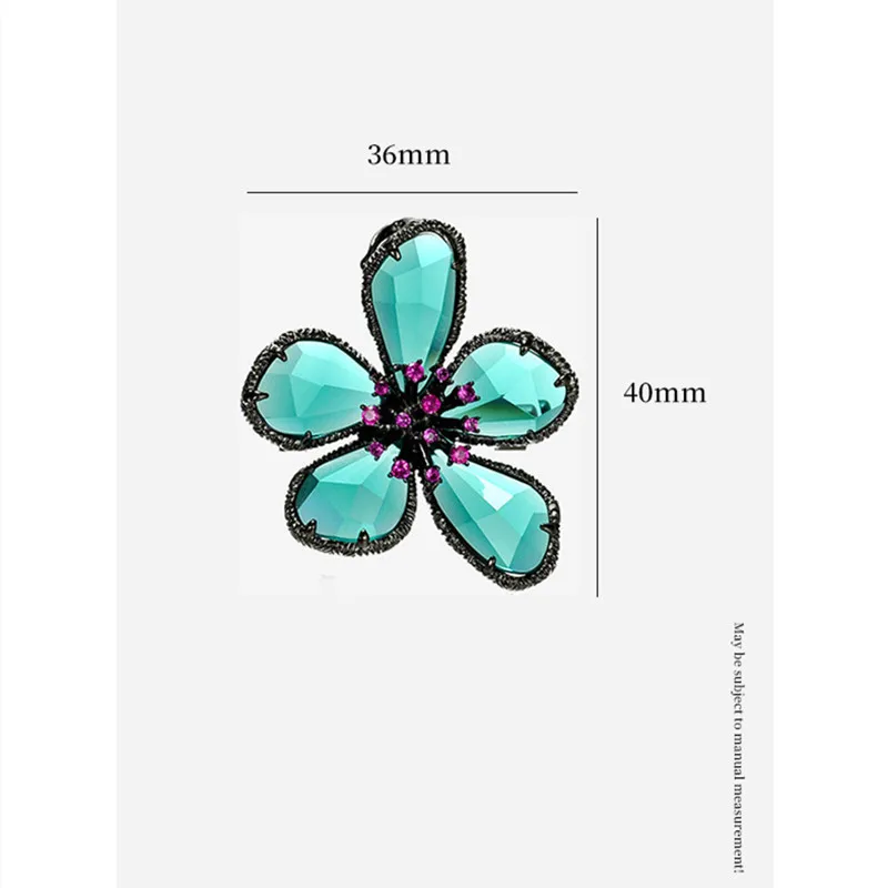 Ajojewel Korean Vintage Green Crystal Flower Earrings Ring Set Jewelry New Women Retro Luxury Gift Bijoux Femme