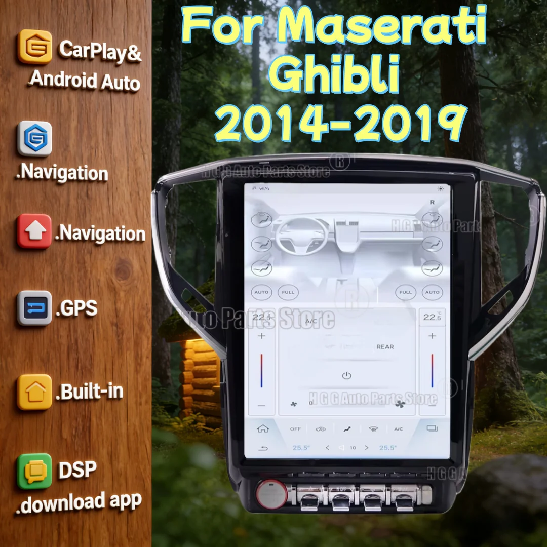 12.1inch 8+256GB Android 13 Vertical Screen For Maserati Ghibli 2014-2019 Car Multimedia Player GPS Radio Car Stereo Head Unit