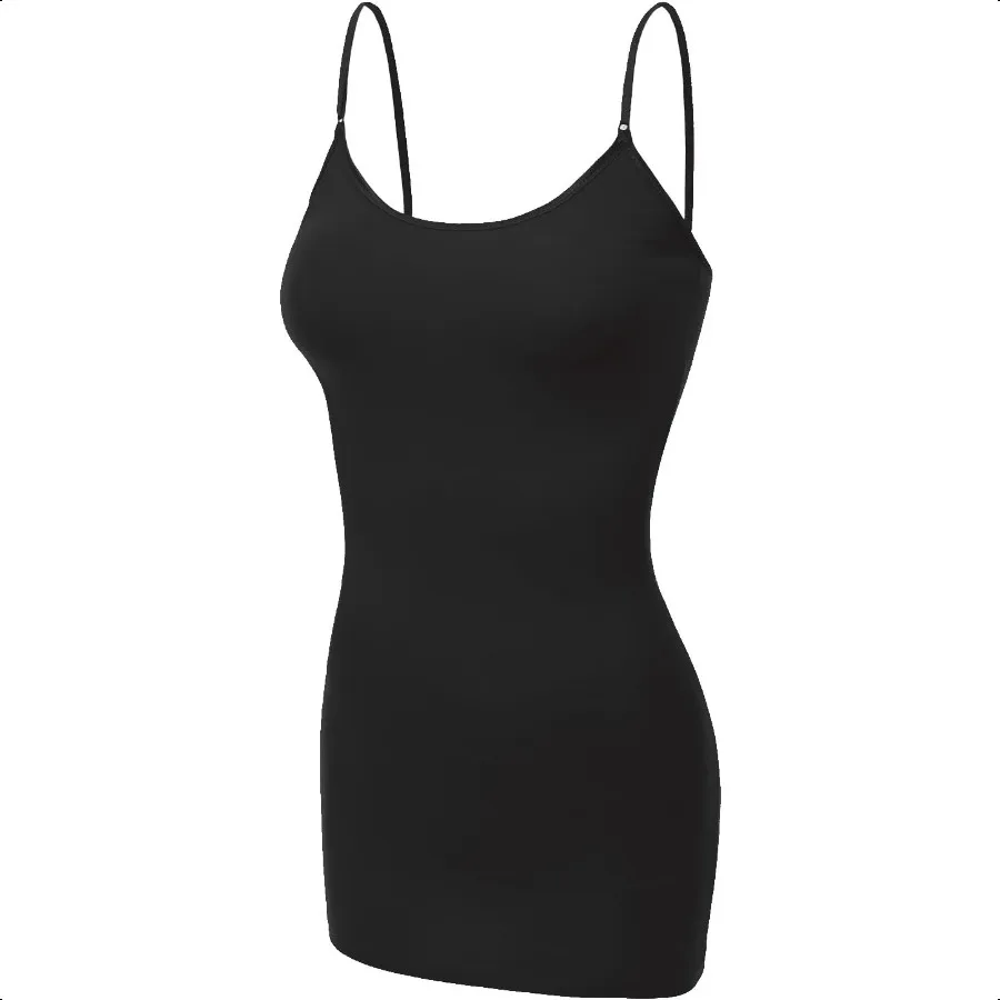 Canotta da donna a tunica lunga basic con cinturino per spaghetti regolabile