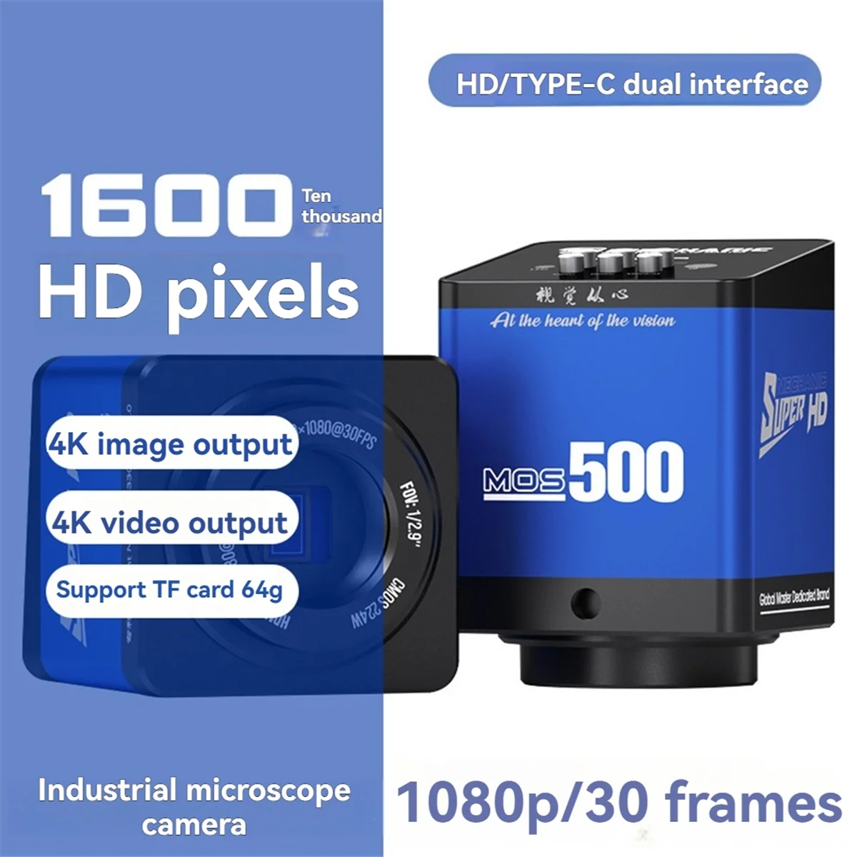 A07I MOS-compatibele digitale stereomicroscoopcamera voor PCB-solderen 4K-beeldsensor industriële videocamera 16MP