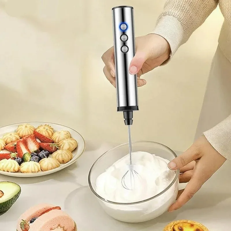 Magpie 3 in 1 Handheld Electric Milk Stirrer Frother Drink Mixer Egg Beater Charging Easy Operation  Whisk Home Kitchen Use Tool view 4