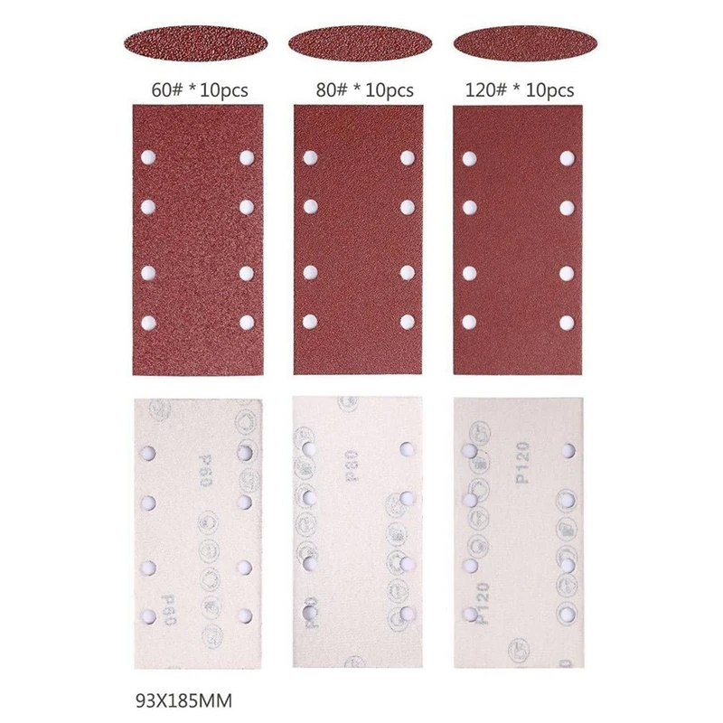 30 Stück quadratisches Schleifpapier Schleifpapier Blatt 95x185mm Schleifer Hakens ch laufe Scheiben schleif werkzeuge für Holz polier werkzeuge