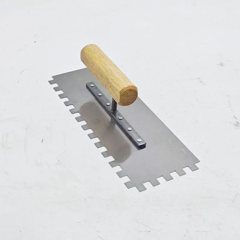 Right 10mm square teeth Wooden handle 270mm carbon steel blade tiling tools Hand tools construction trowel blade scraper