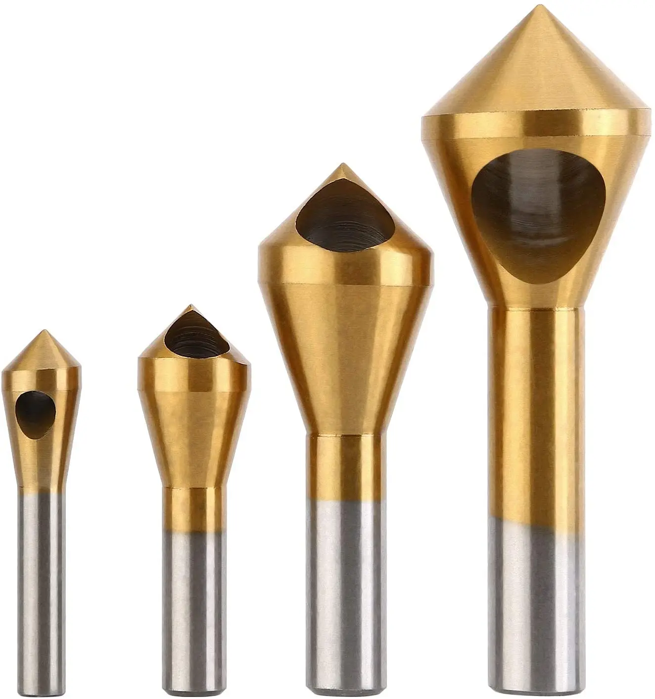 4pcs Countersink Drill Bit Set Chamfer Deburring Drill Bit Tool with 90 Degree Center Countersink Bit for Wood Quick Change Bit