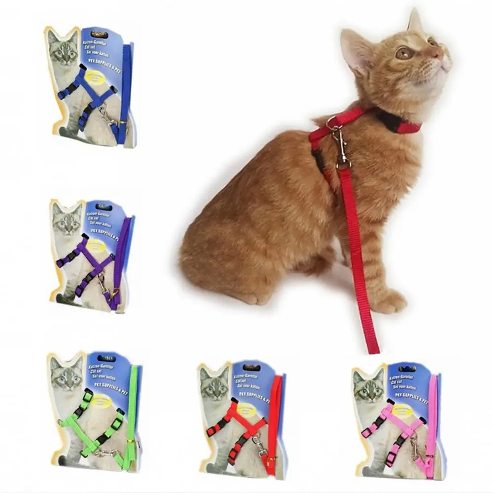 Pet Lead Leash Harness,Nylon,Kitten Belt Strap Safety Rope,Adjustable,Rabbit Kitten Kedi Harness Leash Set,Dog Cat Accessories