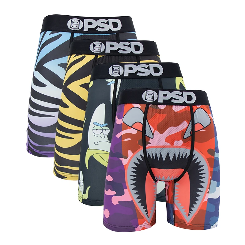 4Pcs Fashion Print Men Underwear Boxer Cueca Male Panty Lingerie Men Underpants Panty Boxershorts Sexy S-XXL Popular Trunks