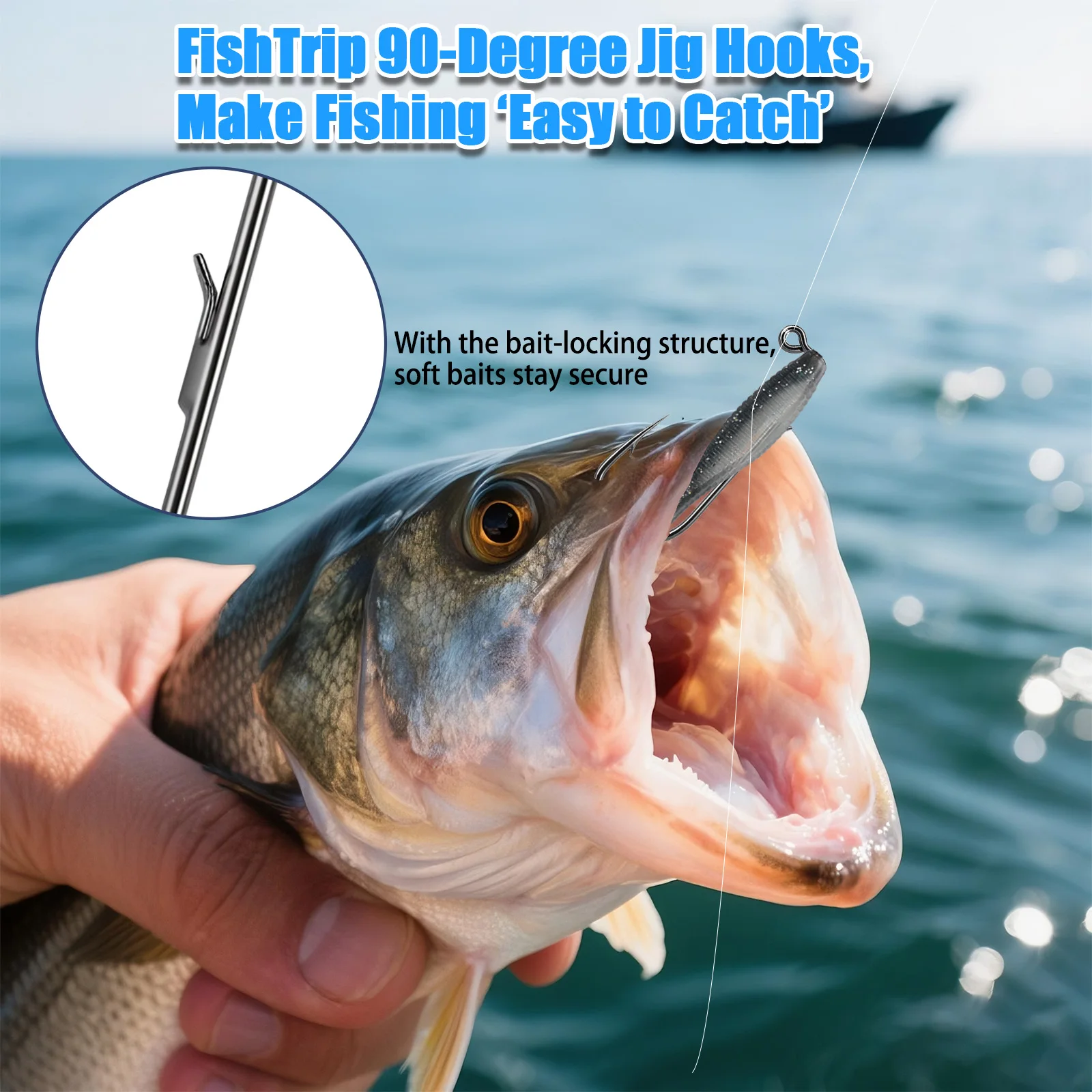 FishTrip 50-200 قطعة 90 درجة أبردين تهزهز الصيد السنانير الشائكة طويلة عرقوب هوك عالية الكربون الصلب الطعم حارس دودة هوك