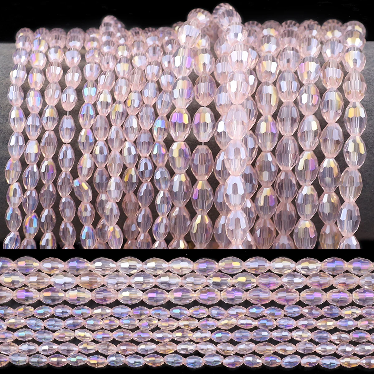 50-100 stücke aaa rosa ab Reiskörner österreich ischen Kristall 6/8mm ovale Form Glas abstands halter lose Perlen für Schmuck herstellung Armbänder diy