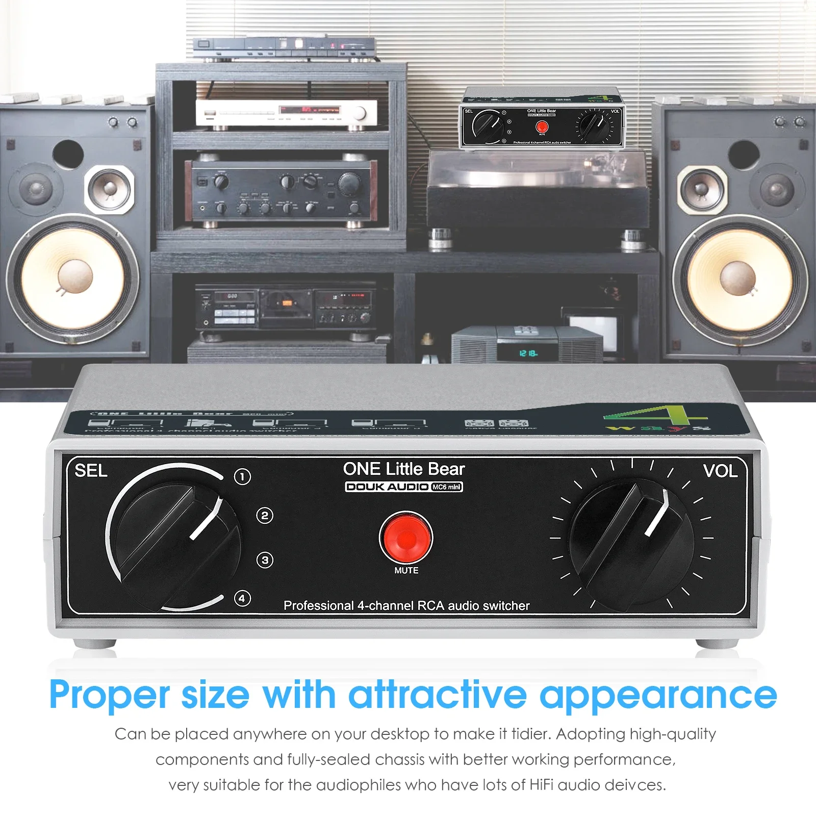 Nobsound المحمولة 4-way التناظرية RCA ستيريو الصوت الجلاد التحكم في مستوى الصوت السلبي Preamp الفاصل صندوق ل DVD STB لعبة وحدة التحكم