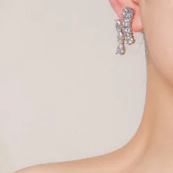 Super flash zircon fashion stud earrings irregular luxury versatile dinner banquet ear accessory