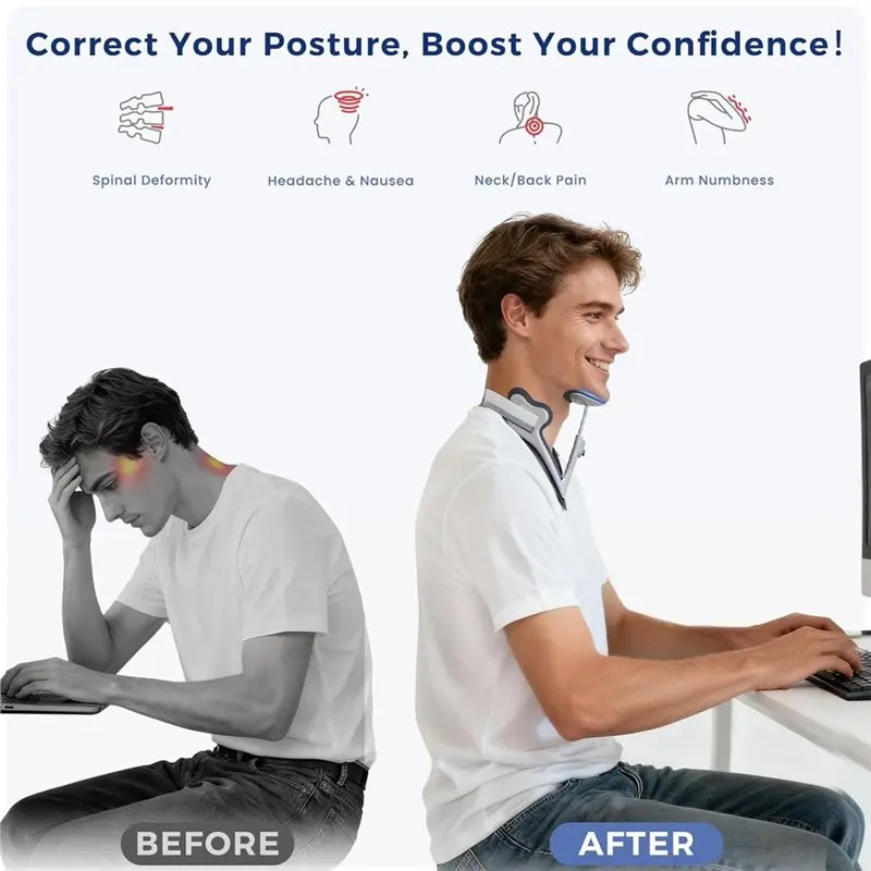 (A02R] Posture Corrector for Neck & Cervical Spine Alignment - 360° Adjustable Neck Collar with 28 Levels, Memory Foam Support image 2