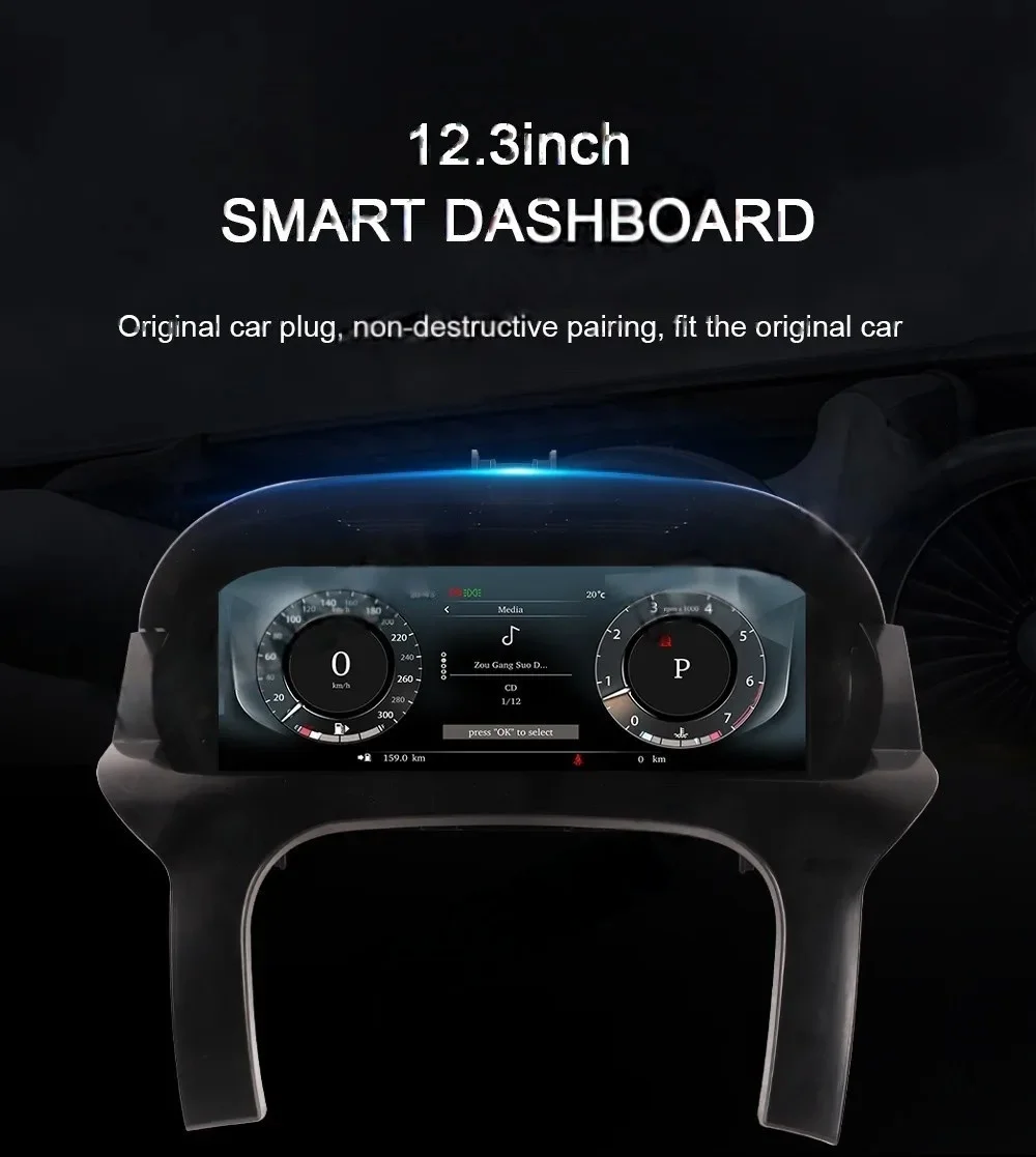 جديد 12.3 بوصة LCD أداة رقمية العنقودية لاند روفر إيفوك 2014-2019 IOS Carplay لوحة القيادة عرض عداد سرعة السيارة