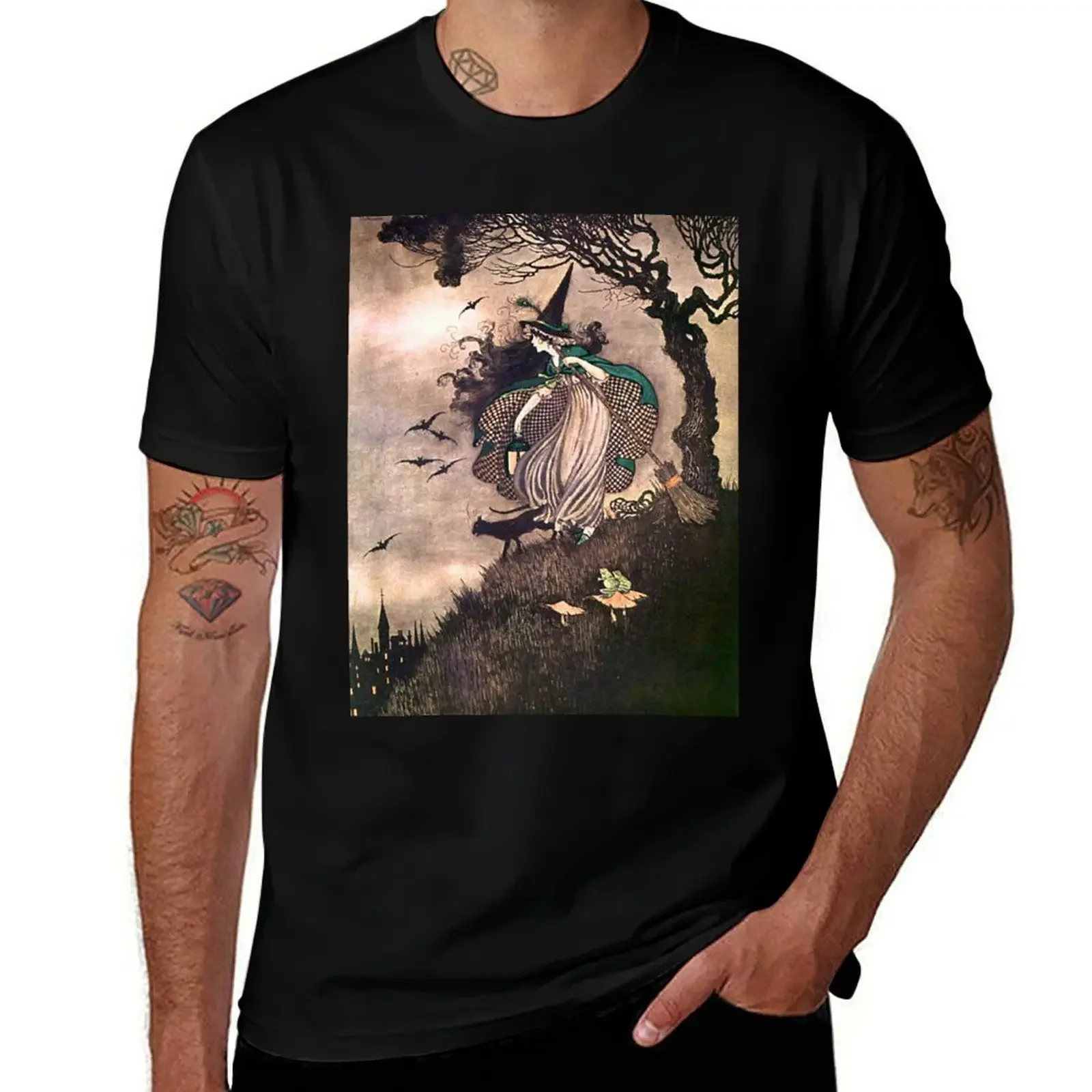 The Little Witch - Ida Rentoul Outhwaite T-Shirt vintage t shirts Anime t-shirt shirts graphic tee men