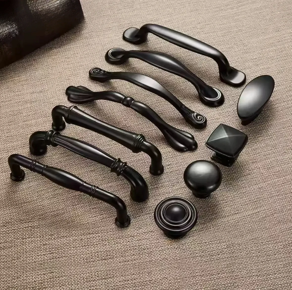 Black Zinc Alloy Furniture Handles & Knobs Modern Vintage Drawer Pulls for Kitchen Cabinet Cupboard Bedroom Wardrobe Hardware