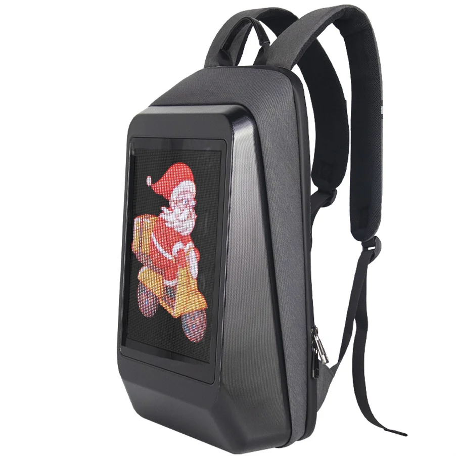 2022 Waterproof Hard Shell Wireless Connection WIFI Control Digital Glowing Message Display Bag Led Backpack With USB Charging