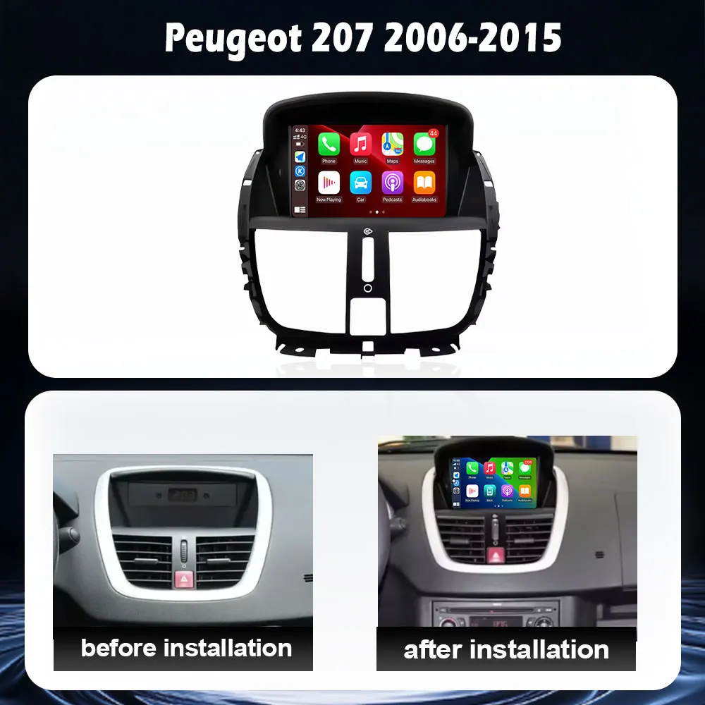 Android 16 Auto Radio For Peugeot 207 2006 2007 2008 2009 2010 2012 2013 2014 2015 WIFI 4G Car Multimedia GPS Navi auto radio