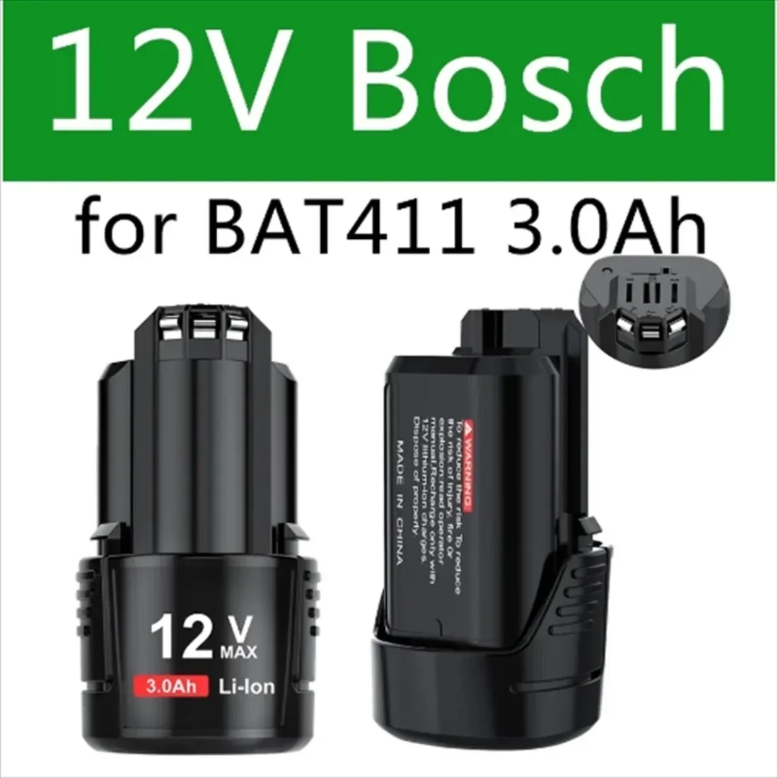 New Lithium Battery BAT411, BAT411A, BAT412A, BAT420, 2607336014, 2607336864 G Bosch Lithium Battery 12 Volt/10.8 Volt 3000 mAh