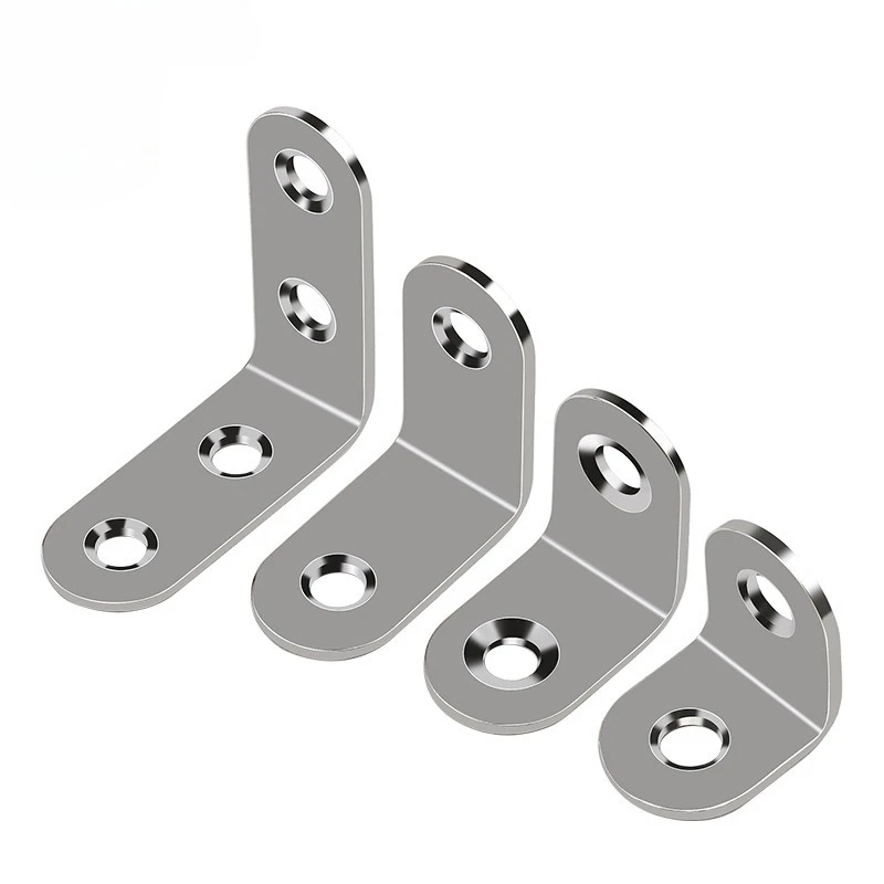 Soporte de esquina de acero inoxidable, soportes de tablero de capa de ángulo recto con tornillos, conector de mesa y silla, 32 Uds.
