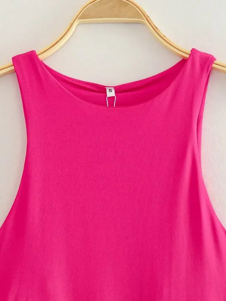 ملابس نسائية صيفية جديدة من UNIZER على الطراز الأوروبي والأمريكي متعددة الألوان بدون أكمام بقصة ضيقة ورقبة معلقة #4