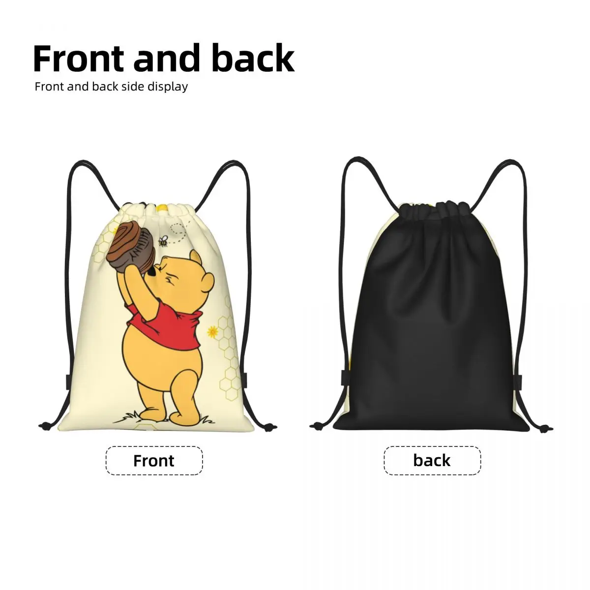 Custom Winnie The Pooh Drawstring Bag Women Men Foldable Gym Sports Sackpack Shopping Storage Backpacks