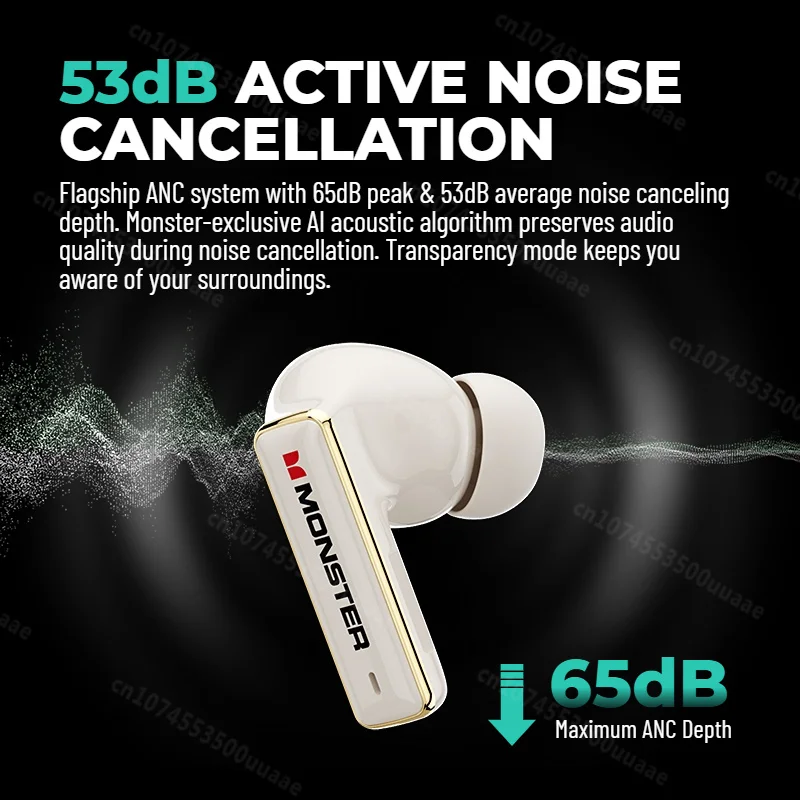 Monster MD05 -53dB ANC Bluetooth 6.0 Earbuds VPU Bone Conduction Voiceprint TWS Wireless Earphone 8-Mic Clear Call Ear Buds