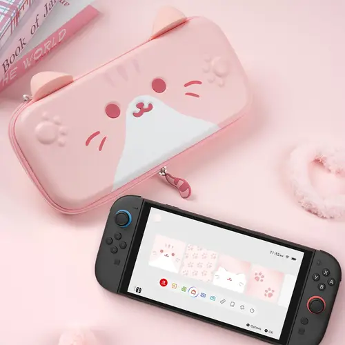 Imagen 2 del producto GeekShare Estuche de transporte con oreja de gato compatible con Switch 2 (2025) 7,9 pulgadas, estuche de viaje delgado rígido con 12 ranuras para tarjetas de juego