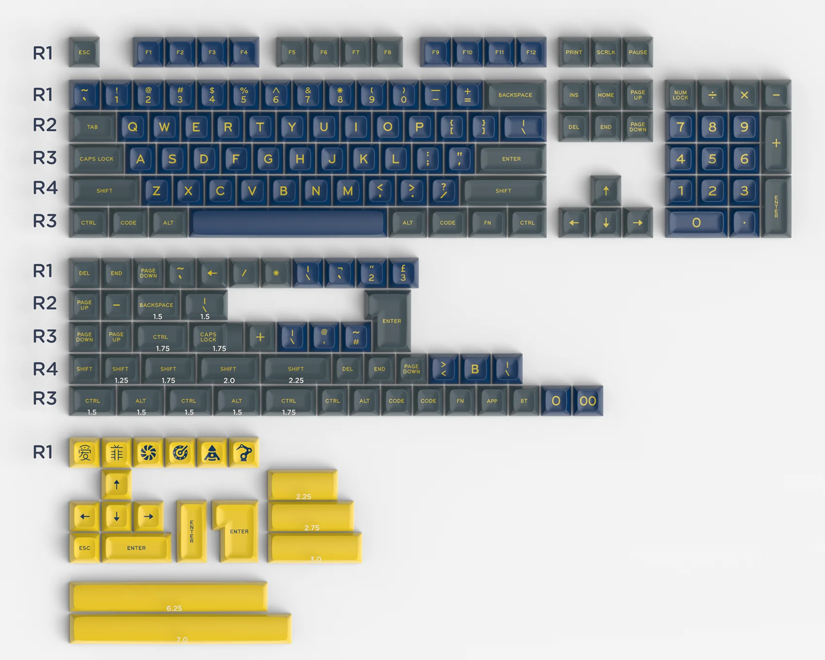 ABS Double shot Keycap Cherry/ SA profile available for mx Keyboard Full set 64 68 80 84 980 80 108 Layouts