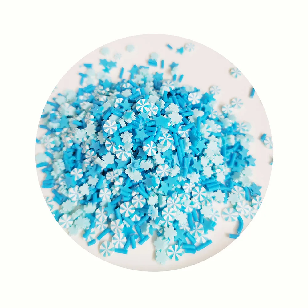 Blue Polymer Clay Candy Peppermint Snowflake Star Sprinkles for Slime Filling Crafts Making DIY Christmas