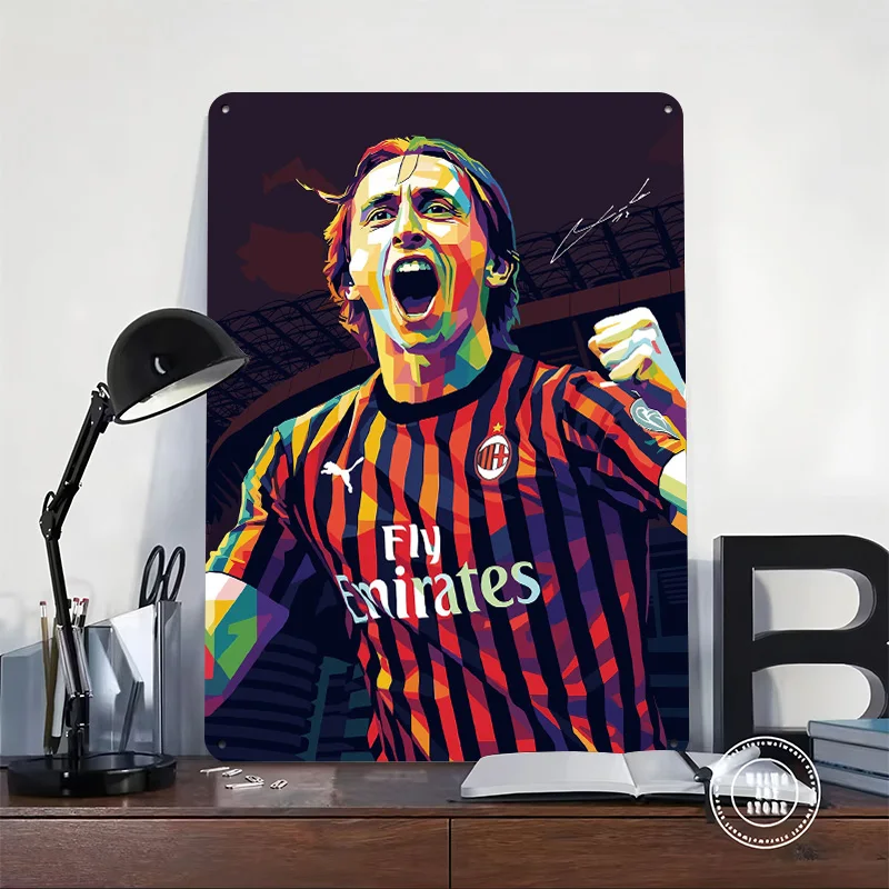 Luca Modric Pop Art Celebration 3D Texture Printed Poster Custom Vintage Metal Tin Plate Sign for Wall Art Interior Accessories
