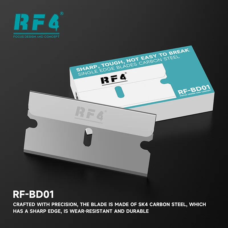 

RF4 RF-BD01 100PCS/BOX Single Edge Blades Carbon Steel Multi-function Disassembly Blade for Mobile Phone Repair