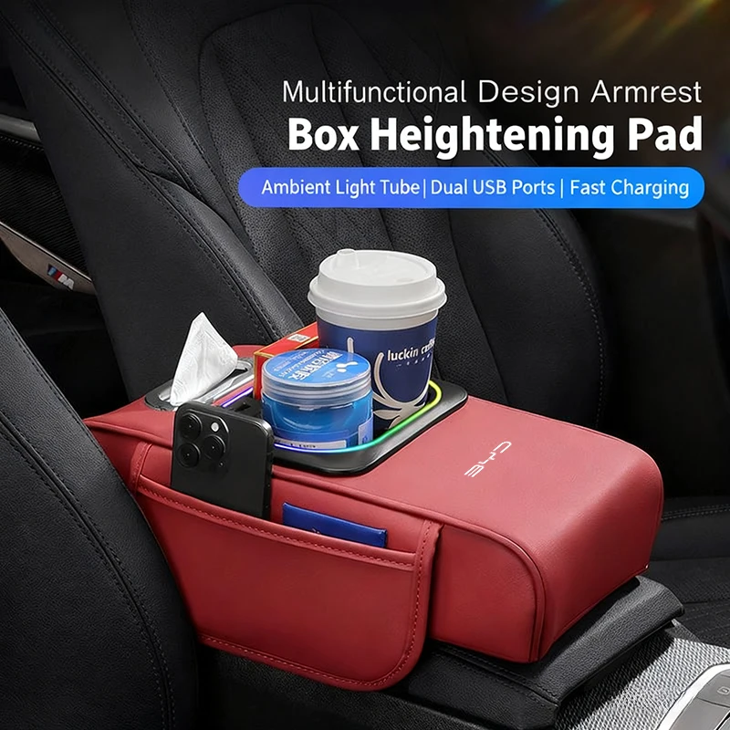 

Fast Charging Armrest Riser for BYD Dolphin/Seal/Yuan Plus, Dual USB & Light, Multi-Function Organizer