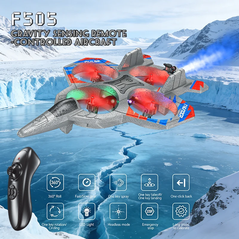 

F505 Gravity sensing RC High - Performance foam aircraft stunt intelligent hover 360 ° turn UAV remote LED lights control fighte