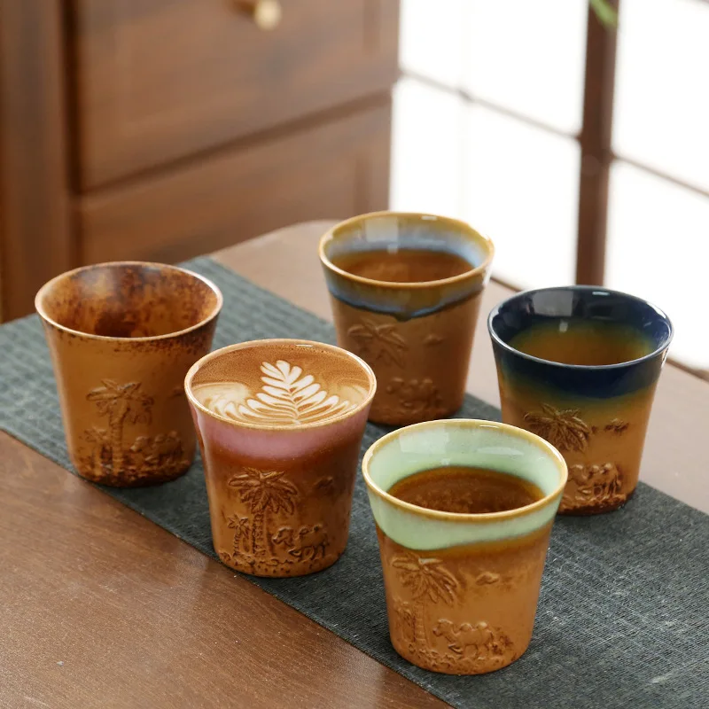 Middle Eastern Espresso Ceramic Single Rustic Pottery Vintage Design Hand Held Cup Creative Dert Camel Water Cup For Home